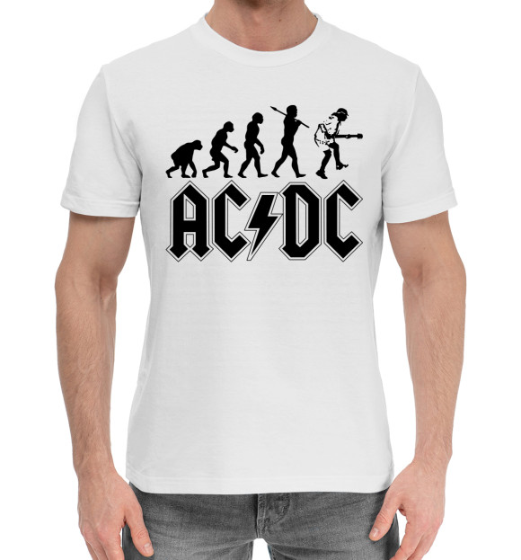 Мужская хлопковая футболка с изображением AC/DC цвета Белый
