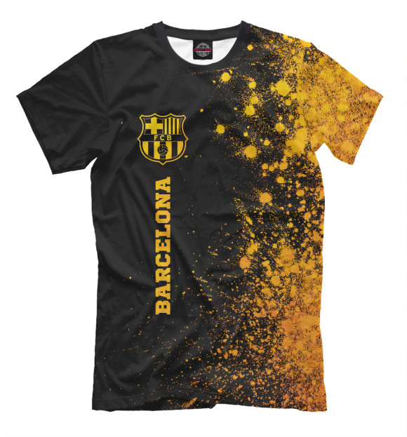 Мужская футболка с изображением Barcelona Gold Gradient (брызги) цвета Белый