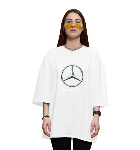 Женская футболка оверсайз с изображением Mercedes-Benz цвета Белый
