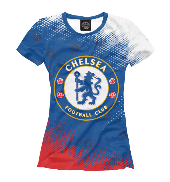 Женская футболка с изображением Chelsea F.C. / Челси цвета Белый