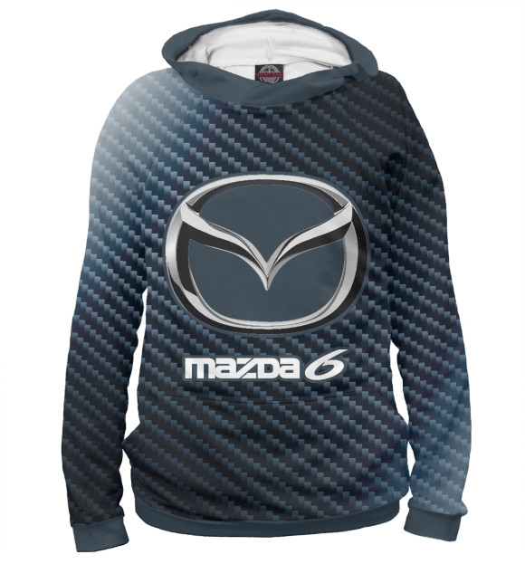 Худи для мальчика с изображением Mazda 6 - Карбон цвета Белый