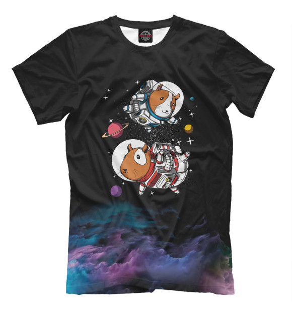 Мужская футболка с изображением Space Guinea Pigs Astronaut цвета Белый