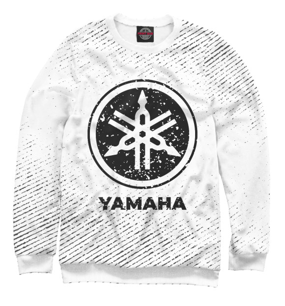 Свитшот для девочек с изображением Yamaha гранж светлый цвета Белый