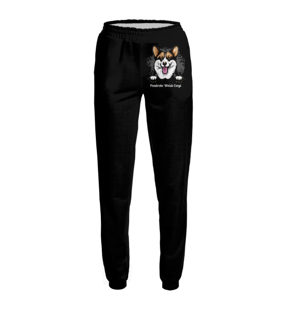 Женские спортивные штаны с изображением Вельш-Корги Пемброк цвета Белый