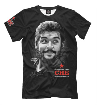 Мужская футболка Портрет Че Гевары (чёрный фон)