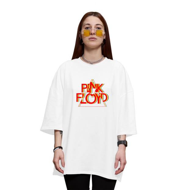Женская футболка оверсайз с изображением Pink Floyd цвета Белый