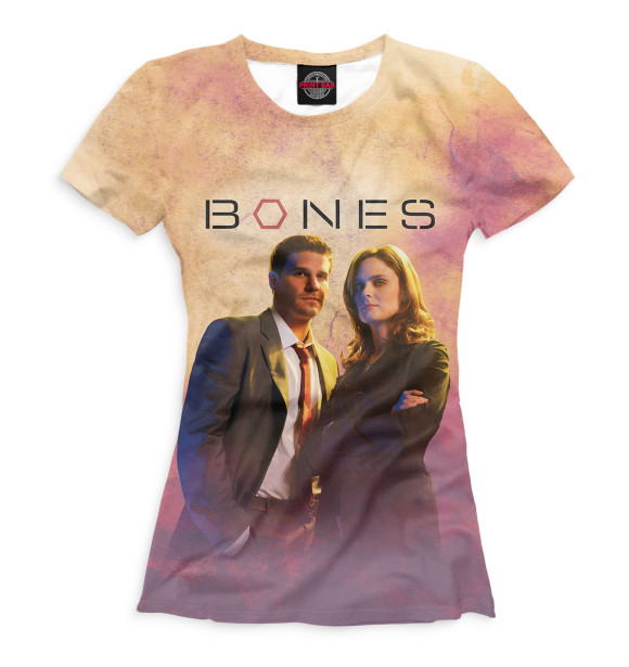 Женская футболка с изображением Bones цвета Белый