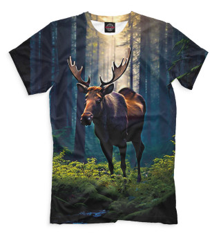 Мужская футболка Лось в лесу