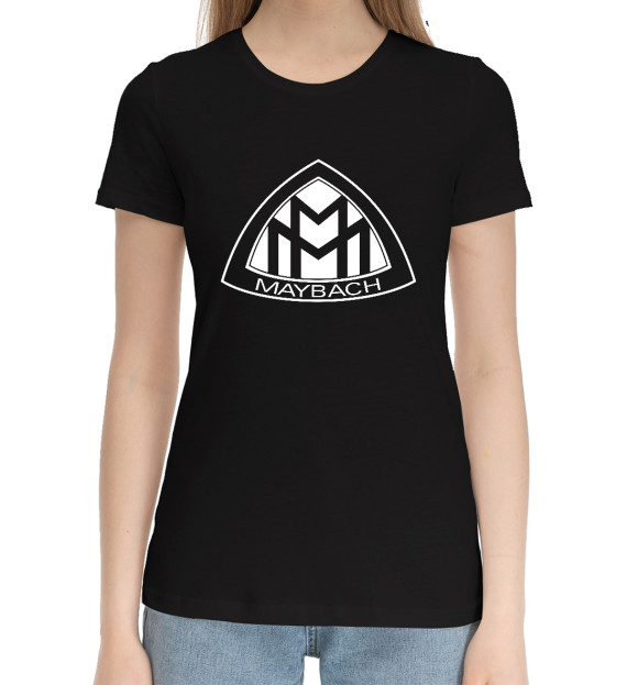 Женская хлопковая футболка с изображением Maybach цвета Черный