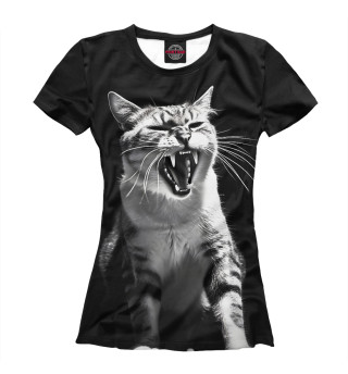 Женская футболка Орущий вредный кот