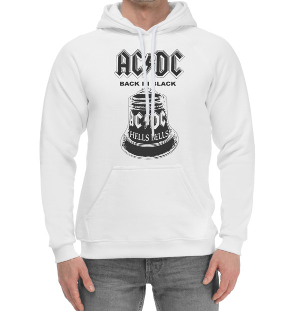 Мужской хлопковый худи с изображением AC/DC цвета Белый