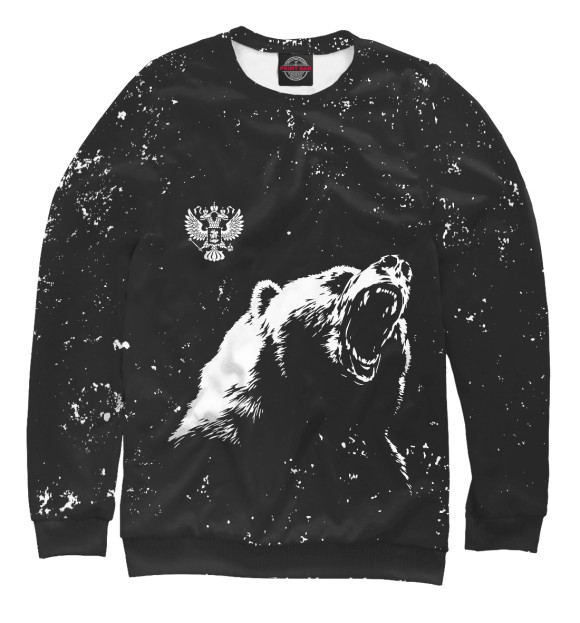 Мужской свитшот с изображением Русский медведь и герб цвета Белый