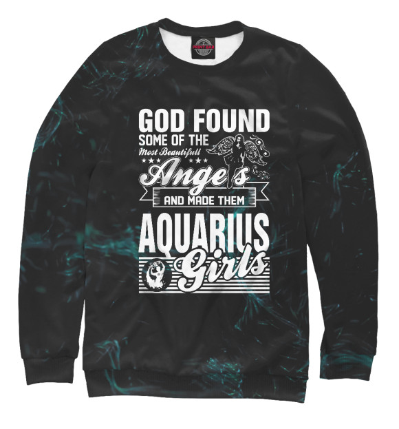 Женский свитшот с изображением God Found Angels Aquarius цвета Белый