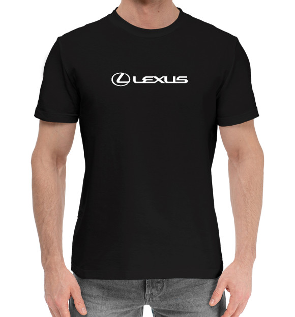 Мужская хлопковая футболка с изображением Lexus цвета Черный