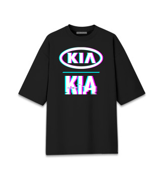 Женская футболка оверсайз Значок KIA Glitch