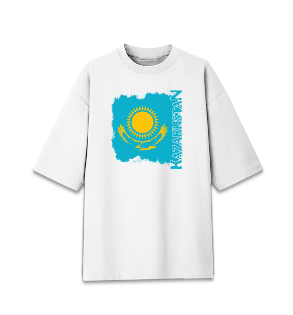 Мужская футболка оверсайз с изображением Kazakhstan цвета Белый