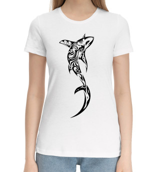 Хлопковая футболка для девочек Shark tattoo