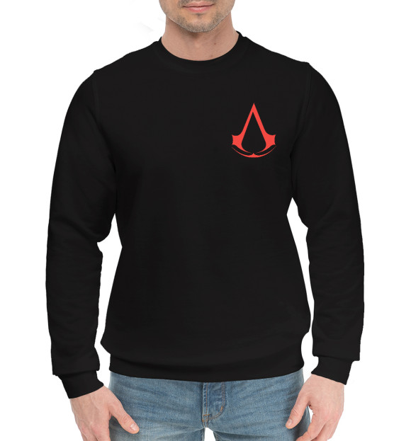 Мужской хлопковый свитшот с изображением Assassin's Creed цвета Черный