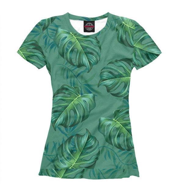 Женская футболка с изображением Тропический рай монстеры цвета Белый