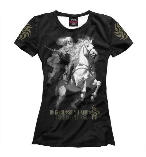 Футболка для девочек с изображением Русский богатырь на белом коне цвета Белый