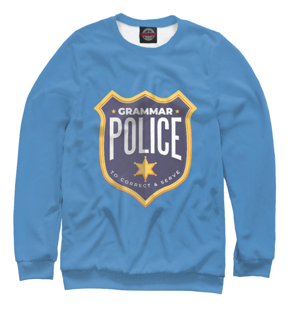 Свитшот для девочек с изображением Grammar police цвета Белый