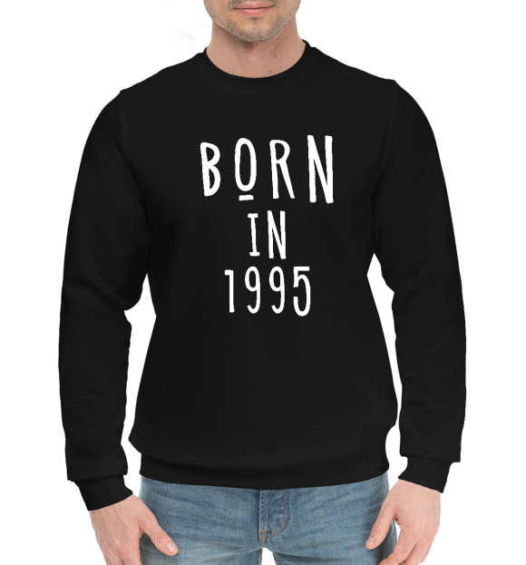 Мужской хлопковый свитшот с изображением Рожден в 1995 цвета Черный