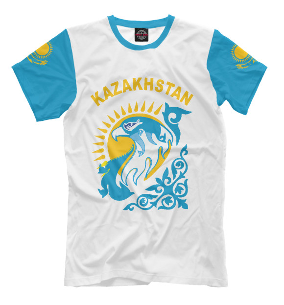 Мужская футболка с изображением Казахстан цвета Белый