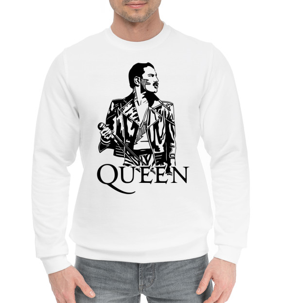 Мужской хлопковый свитшот с изображением Queen цвета Белый