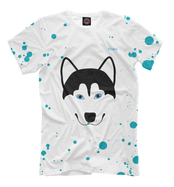 Мужская футболка с изображением Husky Dog Breed цвета Белый