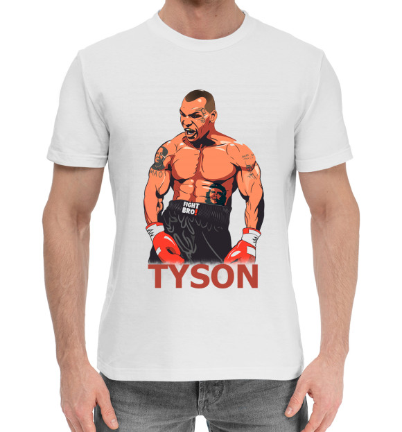 Мужская хлопковая футболка с изображением Mike Tyson цвета Белый