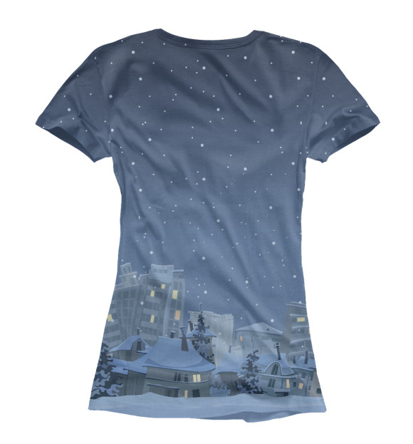 Женская футболка с изображением Зимний город цвета Белый