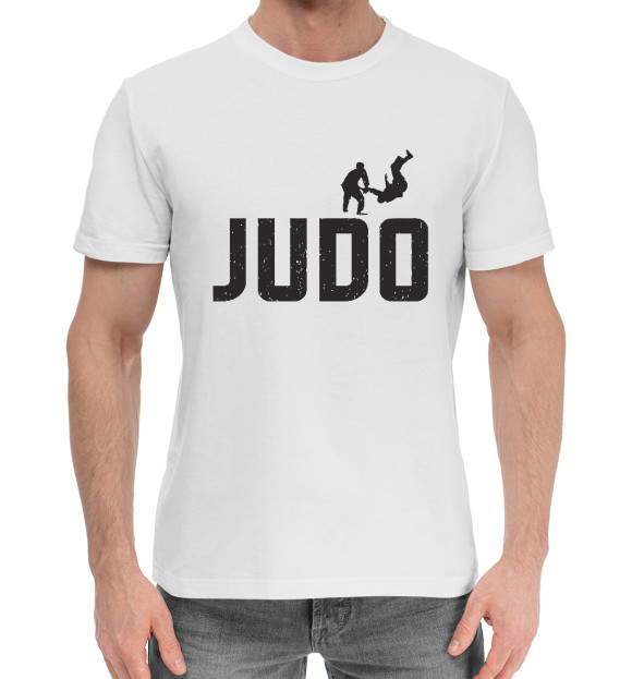 Мужская хлопковая футболка с изображением Judo цвета Белый