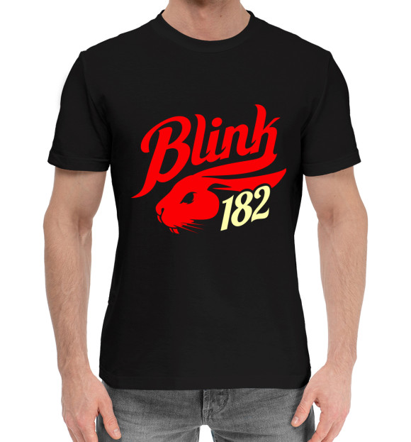 Мужская хлопковая футболка с изображением Blink 182 цвета Черный