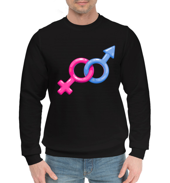 Мужской хлопковый свитшот с изображением Женское и мужское цвета Черный
