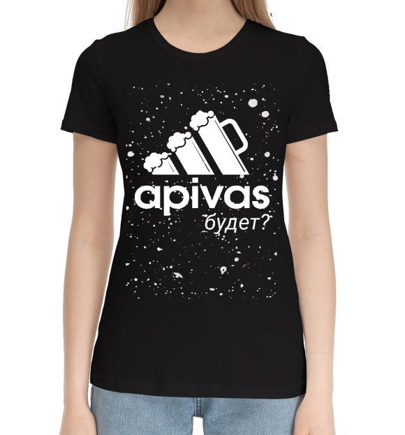 Женская хлопковая футболка с изображением А Пивас - Будет цвета Черный