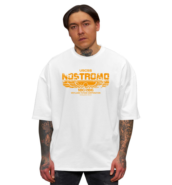 Мужская футболка оверсайз с изображением Nostromo цвета Белый