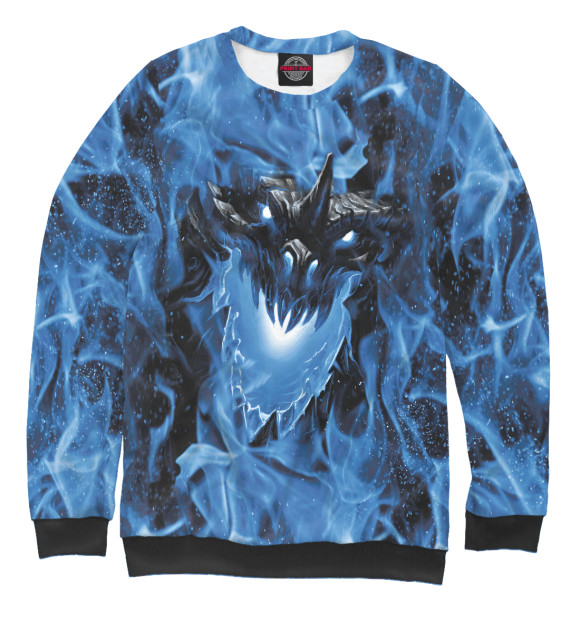 Свитшот для мальчиков с изображением Дракон в синем пламени цвета Белый