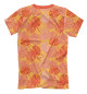 Мужская футболка Большие резные листья на оранжевом фоне