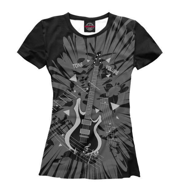 Женская футболка с изображением Гитара аккорды цвета Белый