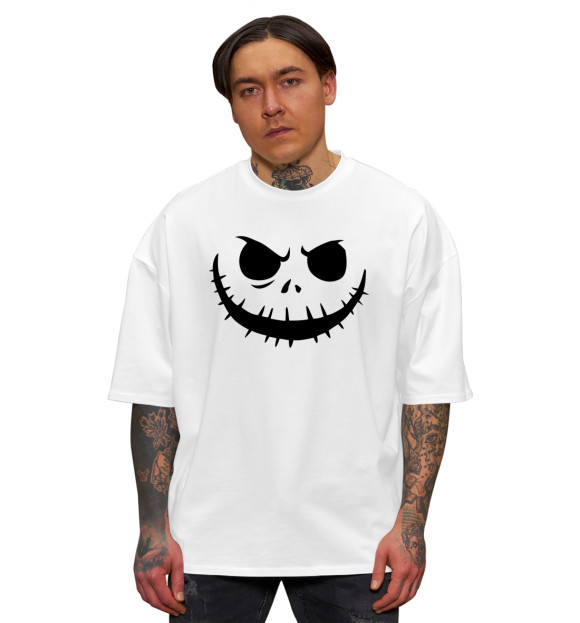 Мужская футболка оверсайз с изображением Тыква цвета Белый