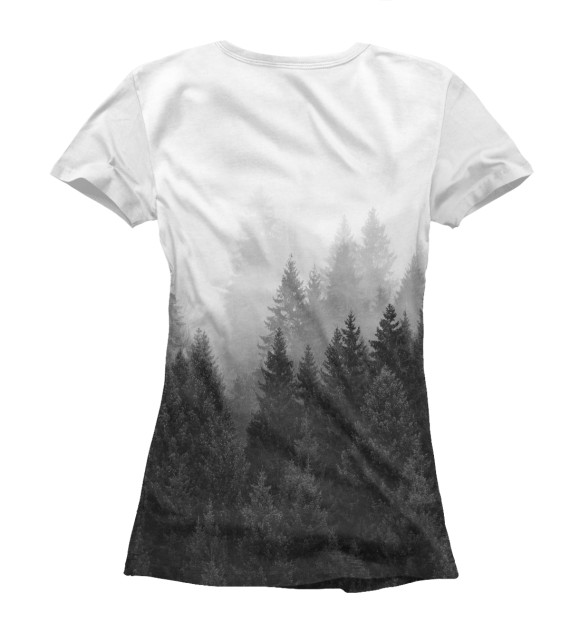 Женская футболка с изображением Волк над лесом - Костя цвета Белый