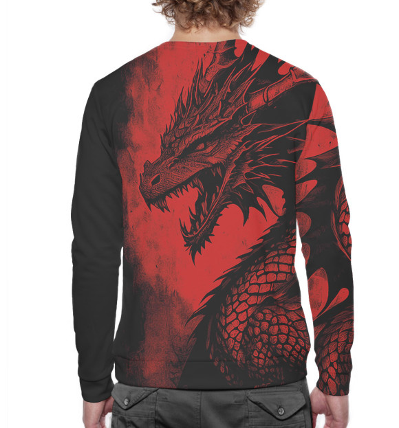Мужской свитшот с изображением Red Dragon цвета Белый
