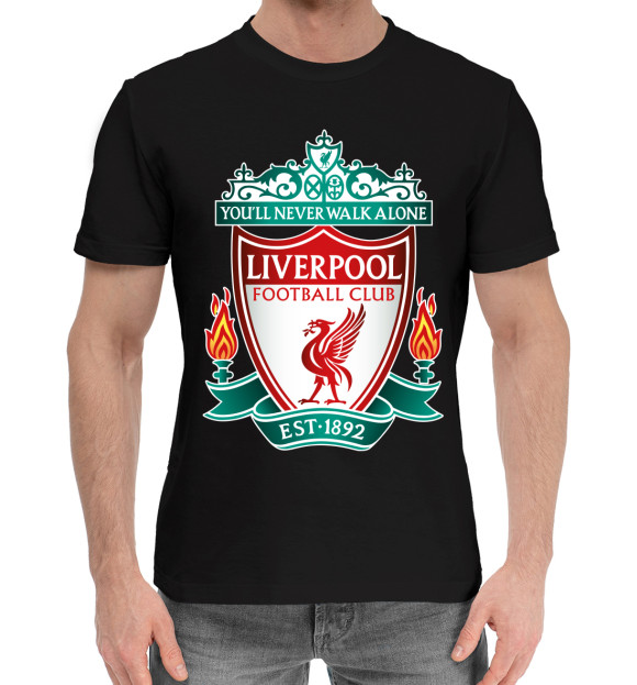 Мужская хлопковая футболка с изображением Liverpool цвета Черный