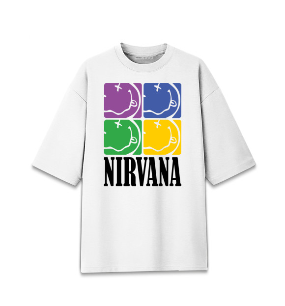 Мужская футболка оверсайз с изображением Nirvana цвета Белый