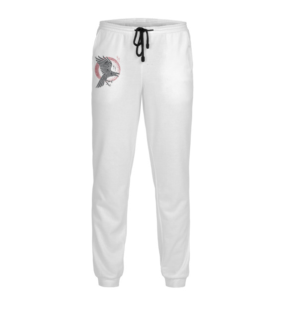 Мужские спортивные штаны с изображением Ворон цвета Белый