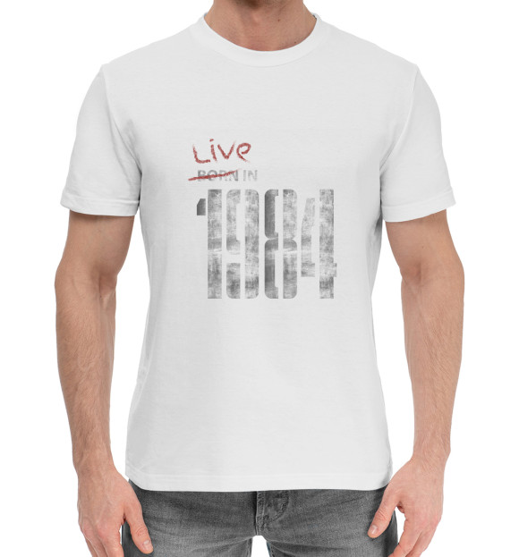 Мужская хлопковая футболка с изображением Live in цвета Белый