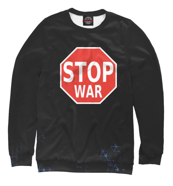 Свитшот для девочек с изображением Stop War цвета Белый