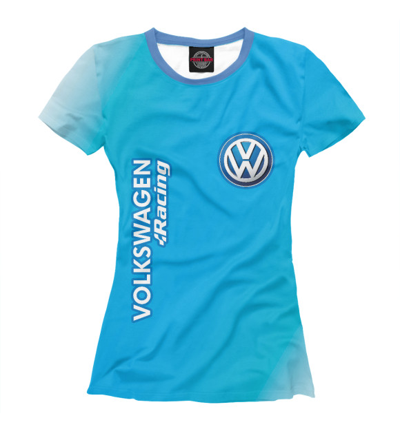 Футболка для девочек с изображением Volkswagen Racing цвета Белый