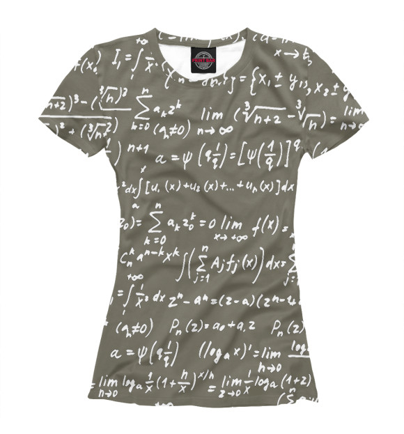 Женская футболка с изображением Надписи формулы цвета Белый