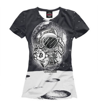 Женская футболка Bitcoin в космосе